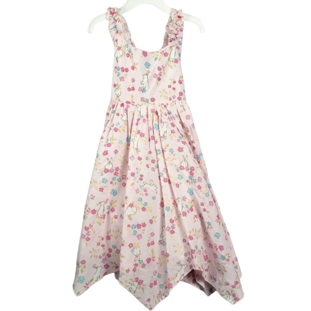 Isaac Mizrahi floral bunny rabbit crisscross back easter dress size 5T
